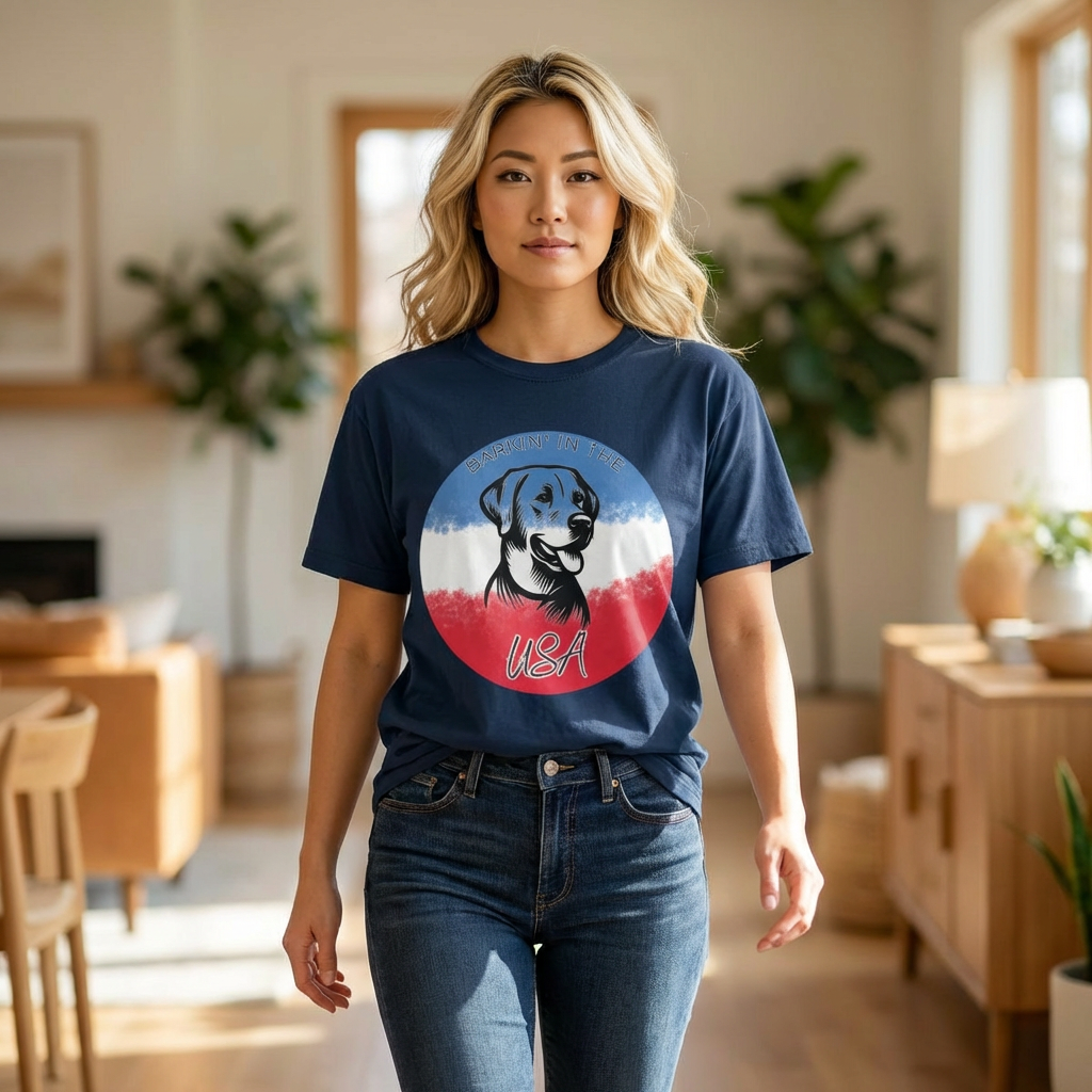 Patriotic Labrador USA T-Shirt — American Flag Dog Graphic Tee