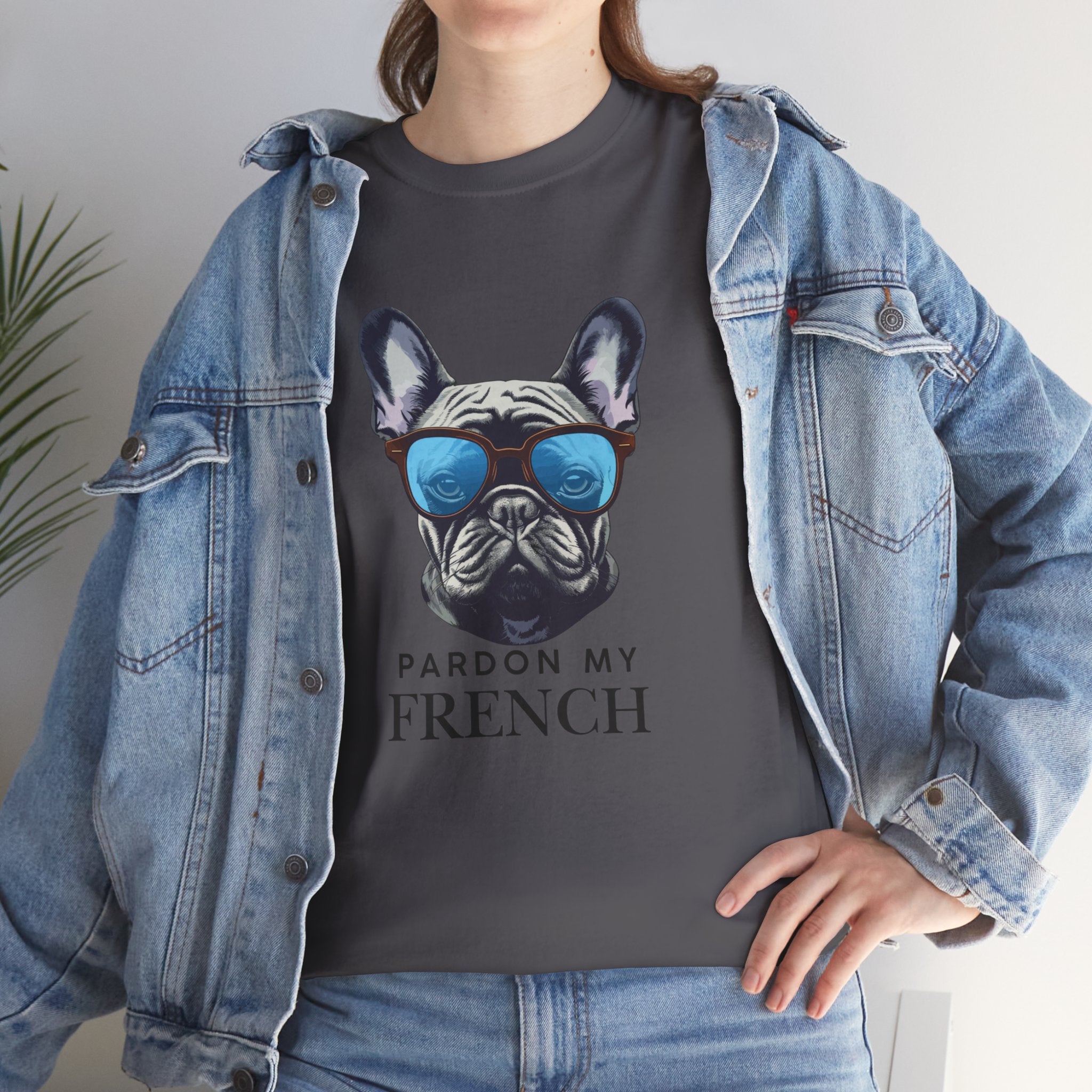 French Bulldog Tee - "Pardon My French" Sunglasses Dog Graphic Shirt